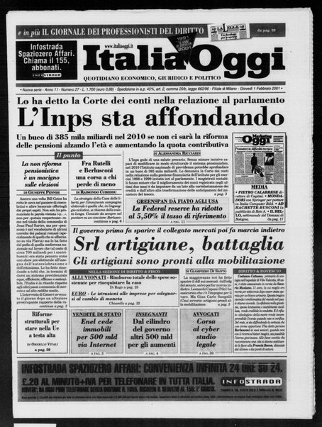 Italia oggi : quotidiano di economia finanza e politica